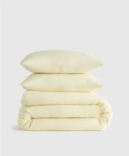 QUINCE 100 European Linen KING CAL KING Duvet Cover 2 King Shams Yellow NWOT