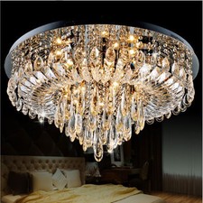 LED Flush Crystal Chandelier Lamp Living Room...