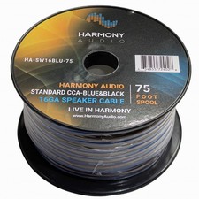 Harmony Audio 16 Gauge CCA Car Home Stereo Matte Blue Speaker Wire Cable 75 Feet
