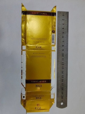 opened empty cigarette Hard pack--100 mm-South Korea--ESSE-gold lable
