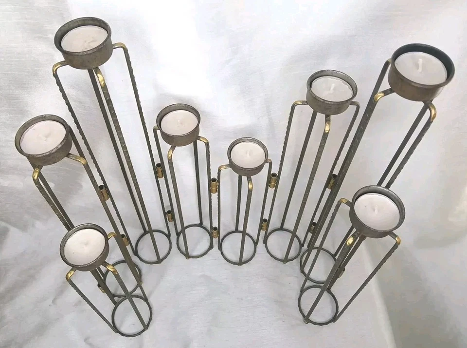 Candelabro torre de metal ajustable con bisagras rústico Ascencio 16" de alto Foto 4 de 4