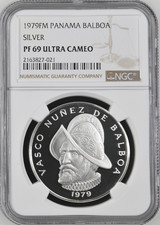 :1979-FM S1-BALBOA SILVER PANAMA NEAR PERFECT NGC PF69UCAM RARITY R6 HIGH GRADES