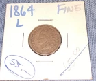 1864 L  INDIAN HEAD PENNY CENT NICE Rare