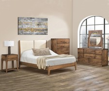 Shaker Bedroom Set Solid Wood Classic Minimalist Furniture Upholstered Headboard