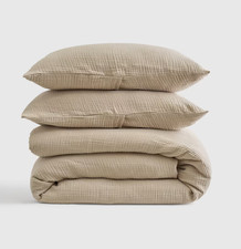Quince Organic Airy Gauze Duvet Cover Set King/Cal King Dune Beige with Shams