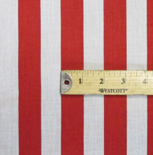 Red white stripe Poly cotton 1" stripe Sold by yard POLYCOTTON 58" wide