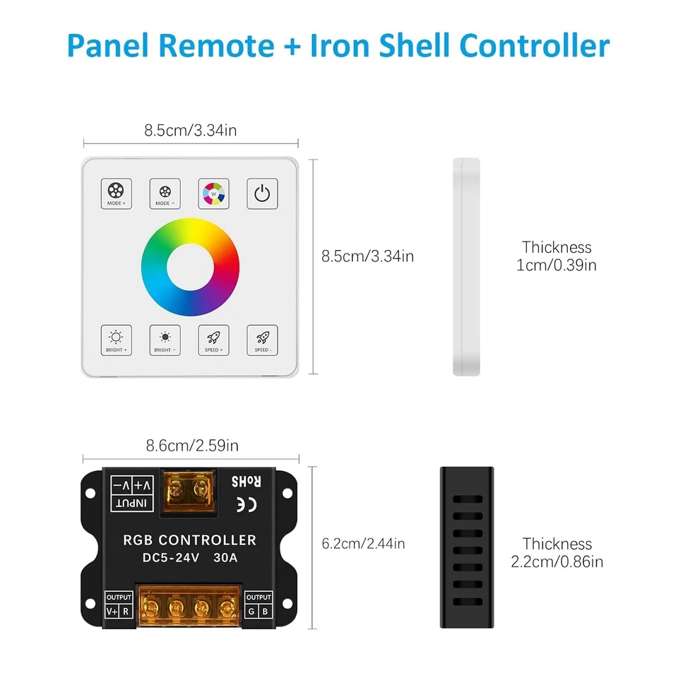 RGB LED Strip Controller RF Wireless Remote Control 5050 3528 Touch Panel Dimmer - Image 4 of 4