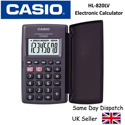 Casio HL-820LV HL820LV TASCHENRECHNER - großes Display, Taschenformat - inkl. DECKEL