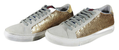 P448 E9 John-SR Paillettes gold Sneaker Damen Low Tops