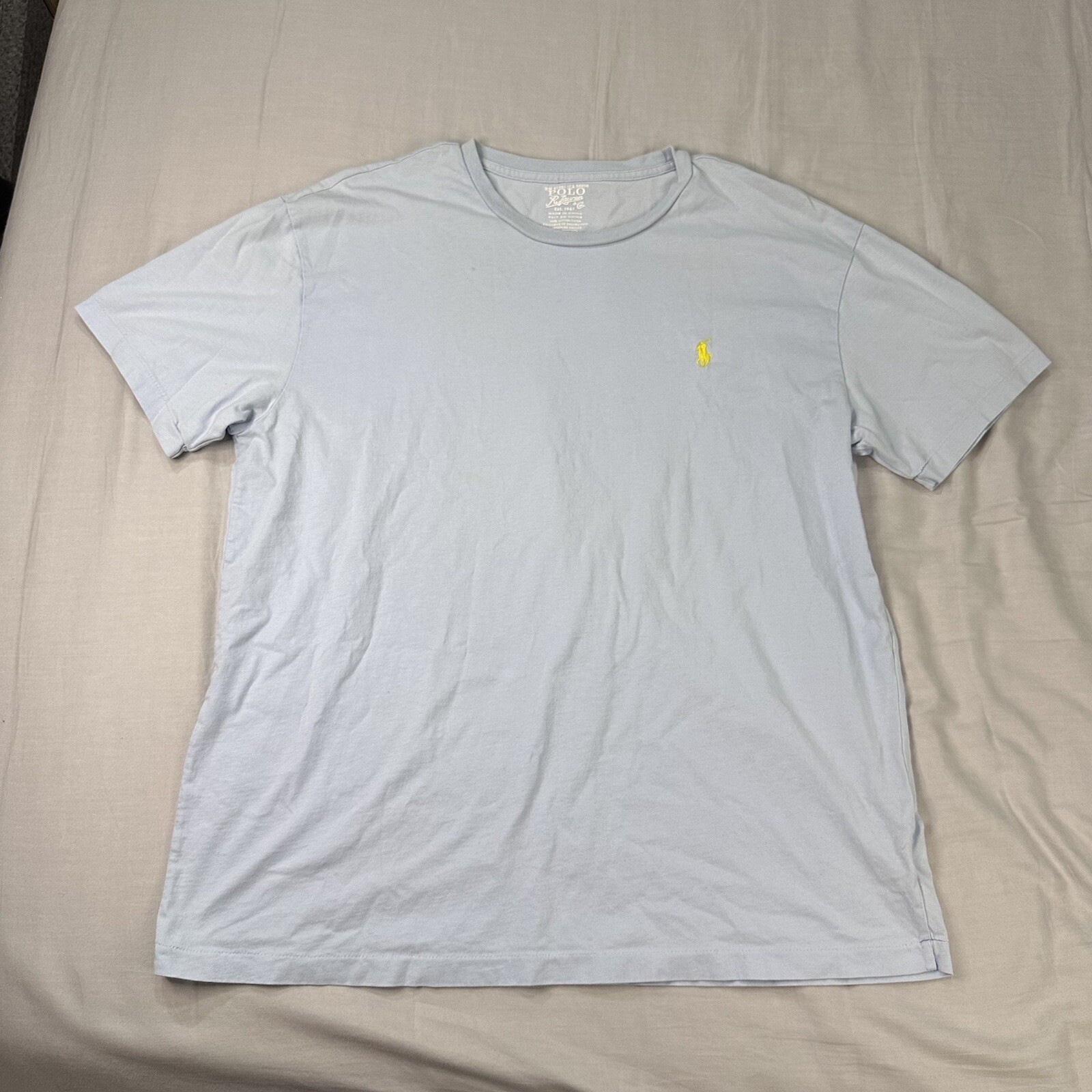 Maglietta Polo R Lauren & Co uomo M bambino blu maniche corte girocollo pony