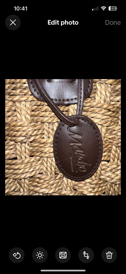 Liz Claiborne Mambo Straw Wicker 粉色衬里托特包 — 第 2/4 张图片