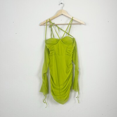 Oh Polly Emalee Off The Shoulder Mini Green Dress Size