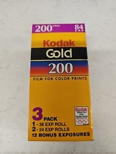 NIB Box of 3 Kodak 35mm Film Royal Gold ISO 200 Rolls 84 Exposures 09/1998 O3