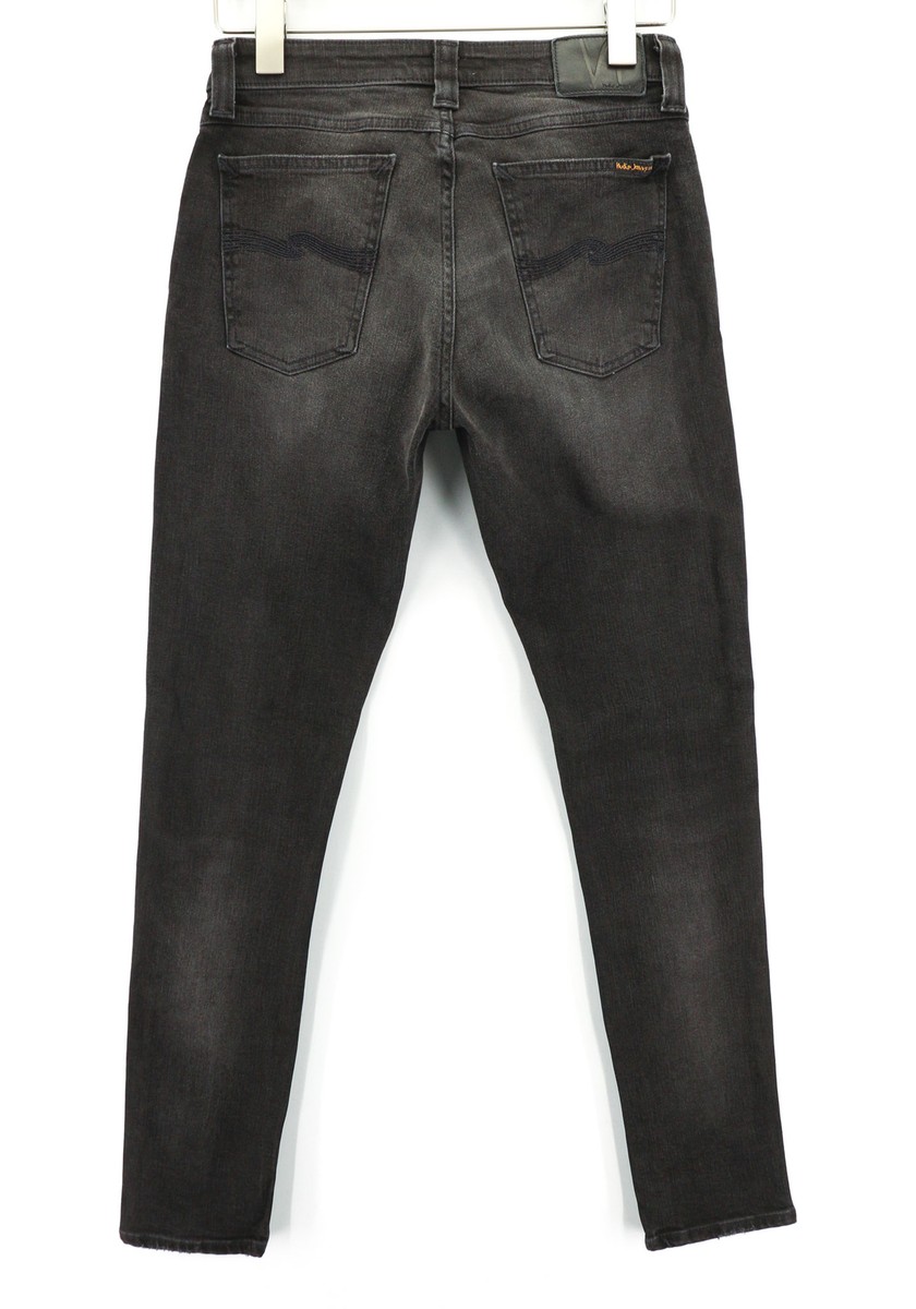 NUDIE Skinny Lin Used Black Men Jeans W30/L32 Distressed