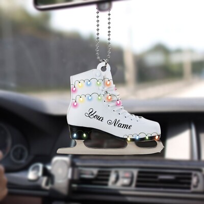 Personalized White Figure Skates Ornament, Custom Christmas Ornament