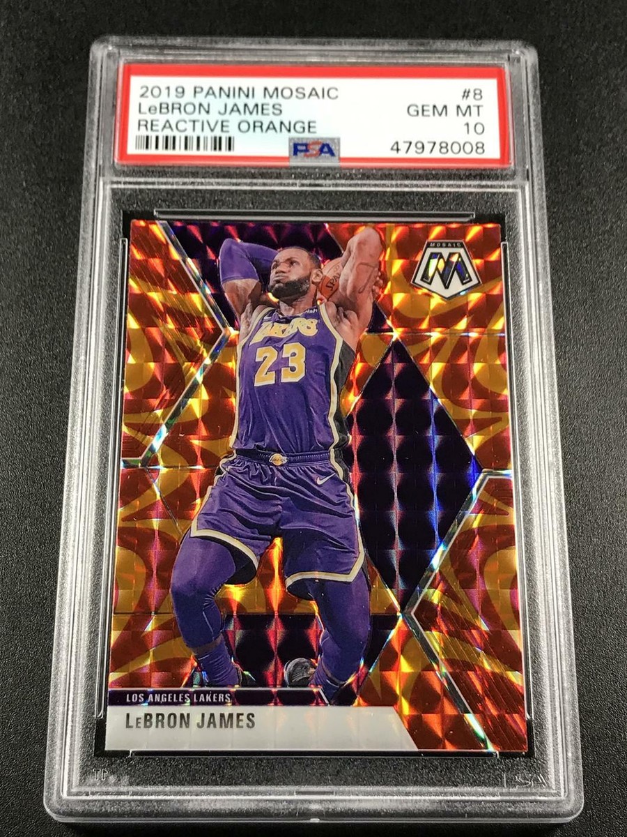 LEBRON JAMES 2019 PANINI MOSAIC #8 REACTIVE ORANGE REFRACTOR PSA 