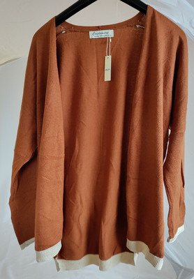 Neu mit Etikett weiche braune Damen-Cardigan Cachemire vorne offen Kaschmirmischung XL
