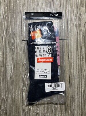 Supreme MM6 Maison Margiela Hanes Crew Socks Black NWT SS24 Supreme MM6 Maison Margiela Hanes Crew Socks Black NWT SS24