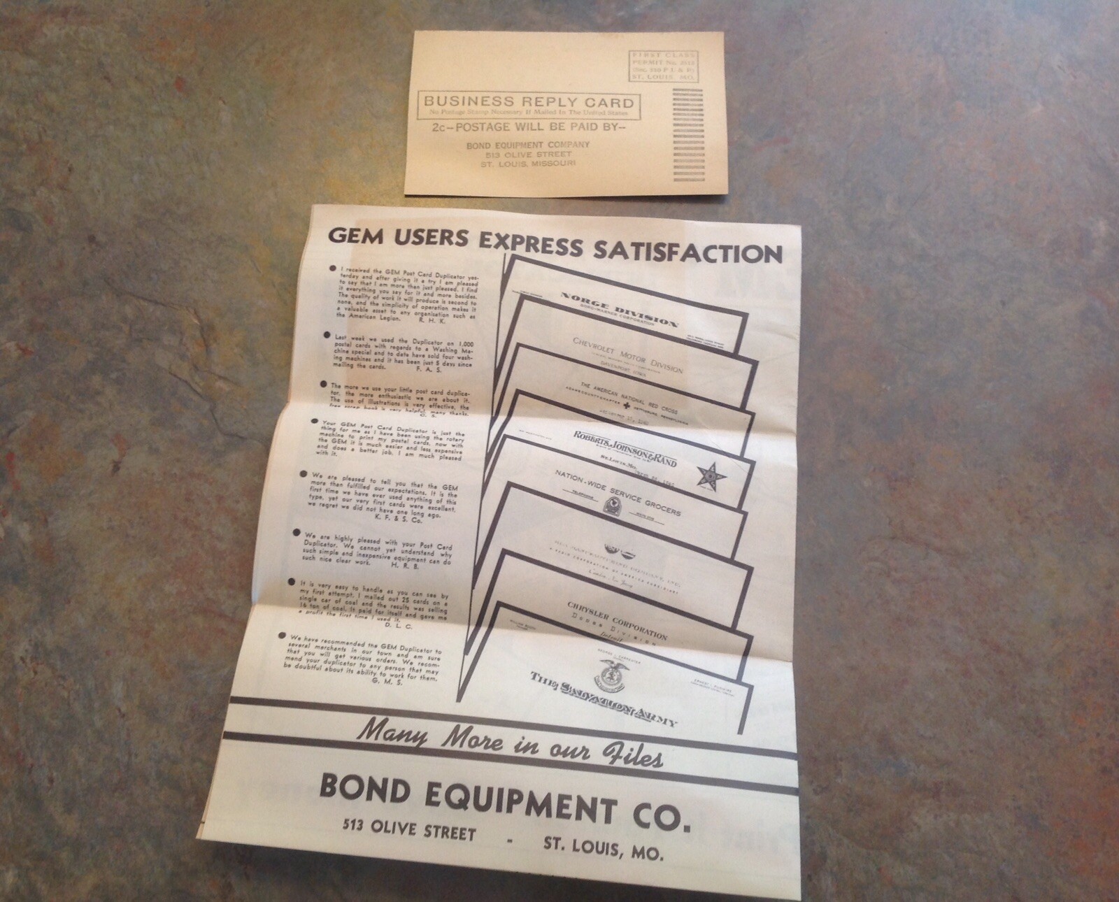 1940s Bond Equipment Co St Louis Mo Gem Post Card Duplicator Brochure eBay