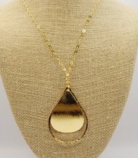 Argento Vivo Necklace 18 KT Gold over Sterling Silver TEARDROP Statement Brushed