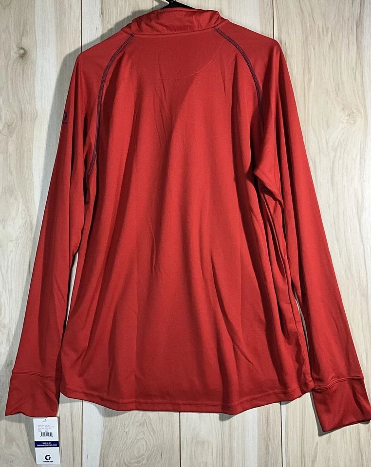 Camisa de rendimiento Greenlayer deportiva capa base para hombre L roja mezcla de bambú 1/4 cremallera Foto 2 de 2