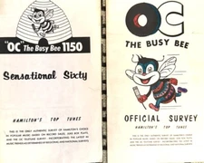 PAIR-CKOC 1150 RADIO HAMILTON - 1960’s MUSIC CHARTS. One Chart Has Ripped Corner