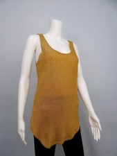 Cache Women's Gold Metallic Stretch Sleeveless Cami Top Sz M Made in USA