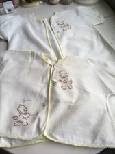 Vintage Infant Baby / Doll Gown Kimono - Bed Jacket Yellow Flannel Embroidered