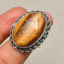 Tiger'S Eye Gemstone 925 Sterling Silver Handmade Silver Jewelry Ring 7