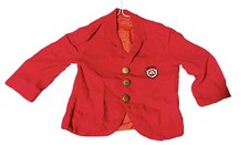Vintage Handmade Boys School Blazer Coat Size 2-4 Red Gold Buttons