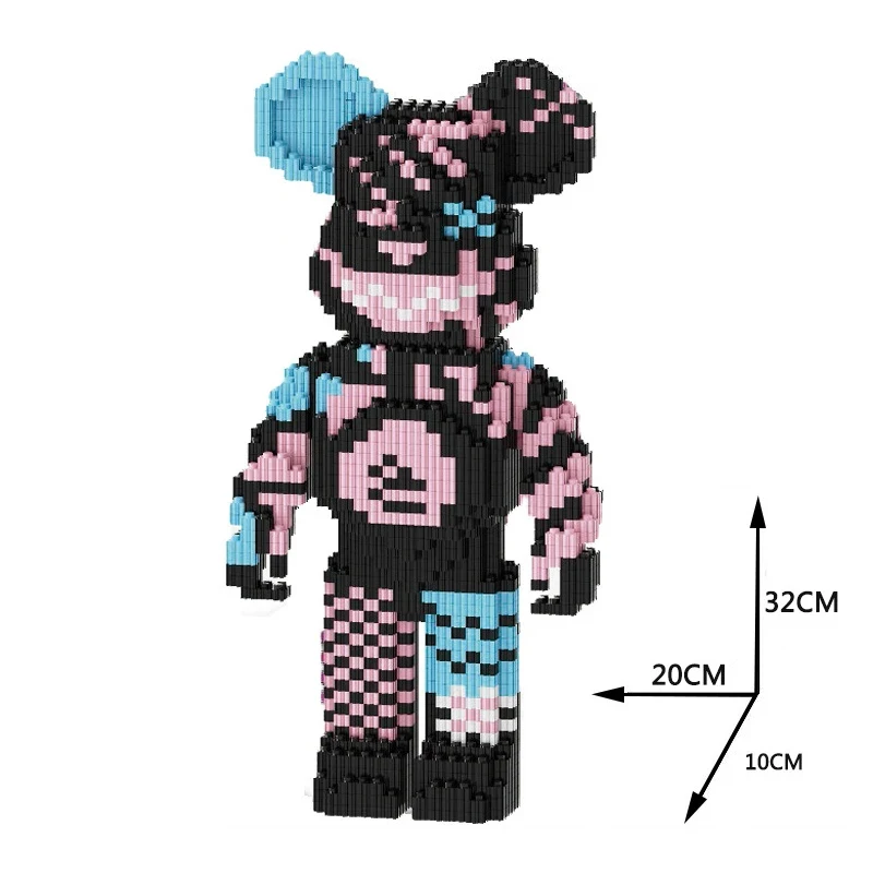 DIY Kids Toys Cartoon Mini Love Violent Bear Bearbrick Model with