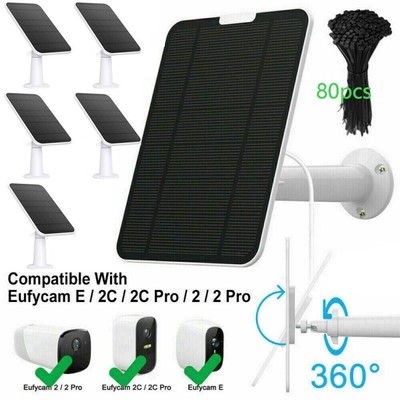 Solar Panel w/Micro USB Connector 3M Charge Cable For Eufycam 2/2 Pro/2C/2C Pro