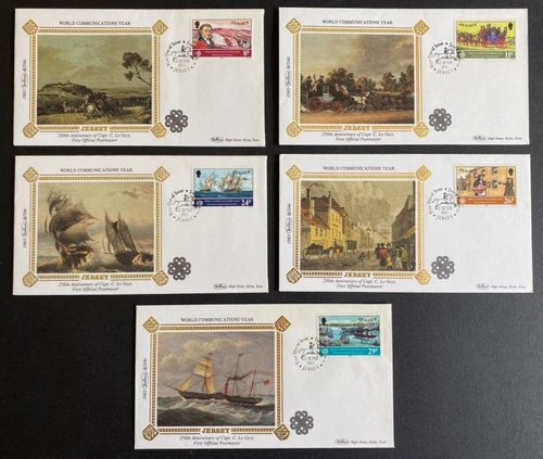 GB QEII 1983 Jersey FDC Set of 5 Benham Covers Captain C. Le Geyt