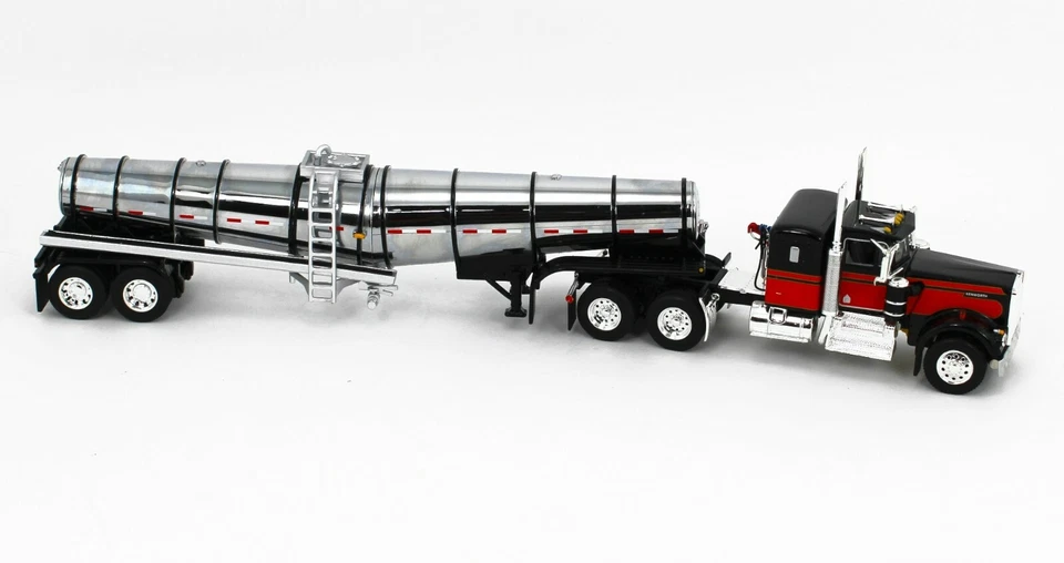 2021 DCP 1:64 *BLACK & RED* Kenworth W900A w/CHROME POLAR TANKER TRAILER NIB - Image 3 of 4