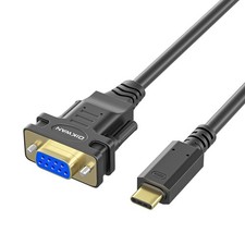 OIKWAN USB-C to Serial Adapter, 6FT RS232 DB9 Female Converter 6FT, Black
