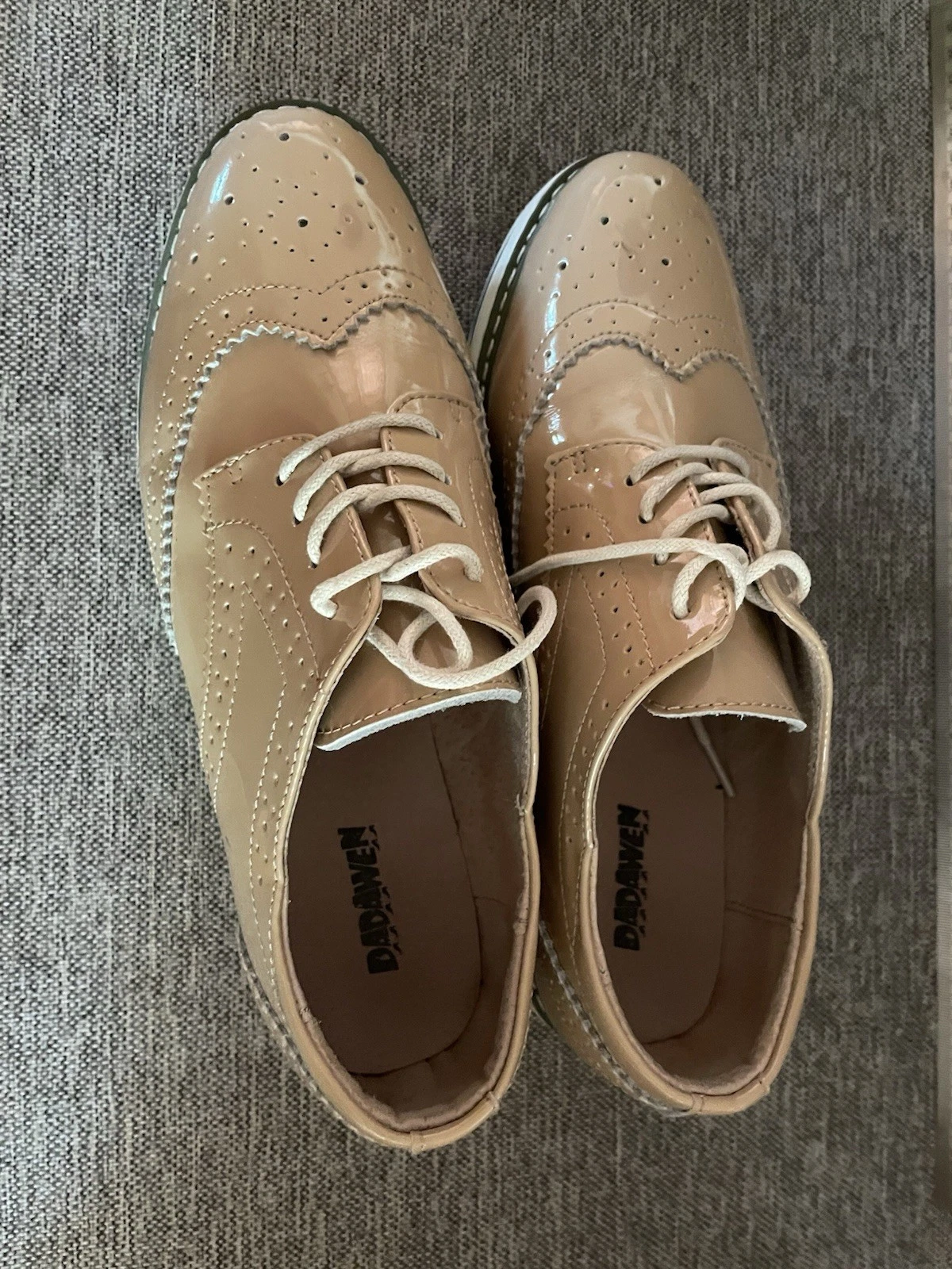 Dadawen Platform Oxford Wingtip Lace Up Vegan Shoes Size 42 US 9.5 Flesh Color