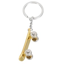 SkateBoard Keychain Mini Cute Skate Board Key Chain Keyring Pendant Gold