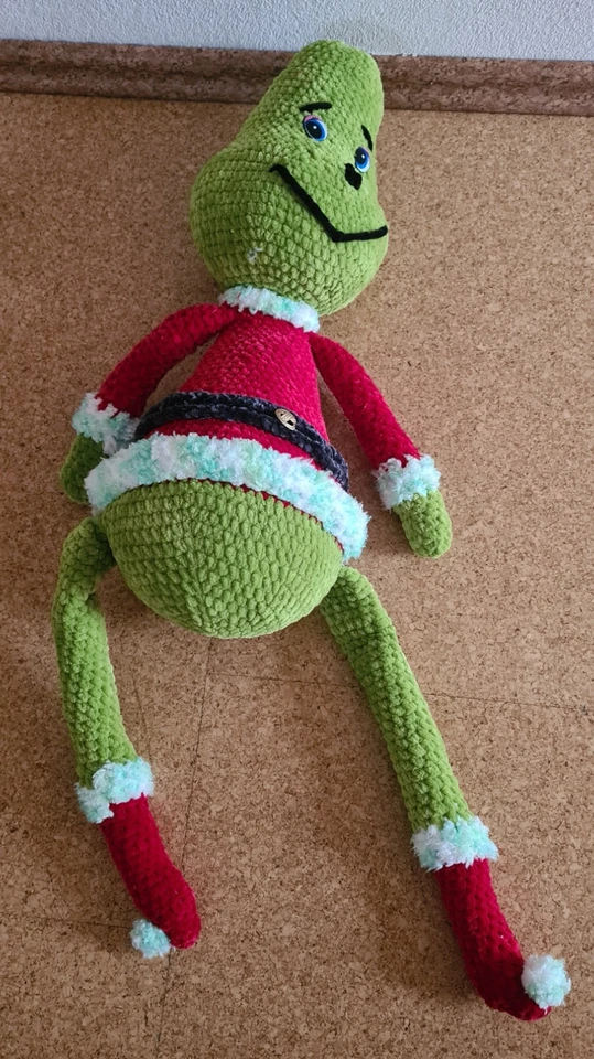 Kuscheltier,Handarbeit, Häkelarbeit, Gehäkelter Grinch ca 83 cm - Bild 3 von 3