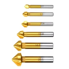 6 Pcs Durable 90 Degree HSS Chamfer Cutter Bit Chamfering Countersink Drill Kits