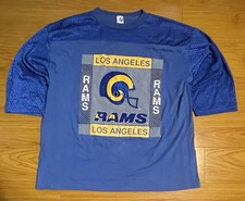 Los Angeles Rams NFL Vintage Blue Jersey Mesh 3/4 Sleeve Shirt 1980’s Mens XL