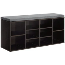 PayLessHere Shoe Bench - 10 Compartment Shoe Organizer with 3-Tier Rack & Adj...