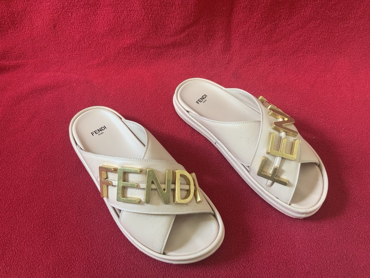 FENDI Women's Fendigraphy Slide Sandals Light Rose Pink Size 38