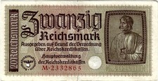 Banknote 20 Reichsmark ND (1940-1945) Reichskreditkasse ZWK-5a Ro.554a P-R139