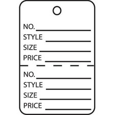 1 1/4 x 1 7/8" White Perforated Printed Garment Tags 1000/Case