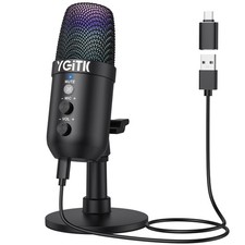 USB Gaming Microphone with RGB Lights Stand for PC, PS4, PS5   Condenser Micr...