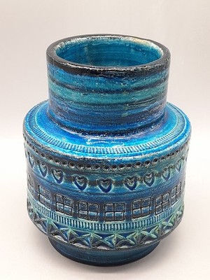 Bitossi Keramik Aldo Londi Vase 17 cm hoch Rimini Blu Italy Midcentury