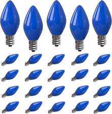 C7 LED Blue Replacement Christmas Light Bulbs, 0.6W LED E12 Candelabra Base Bulb