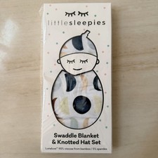 Little Sleepies Luna Neutral Swaddle Blanket  Knotted Hat Set Bamboo Lunaluxe