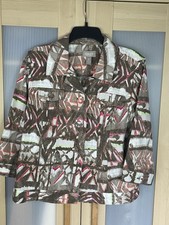 Chico's Cotton Jacket Sz 2 L/12 Casual Career Travel Comfy Blazer Lightweight