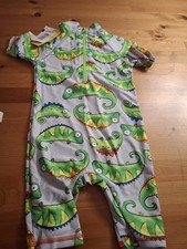 BNWT Boys Dinosaur Print Zipped Back Swim Suit, UV Protecting UPF 40+. 12-18mo.